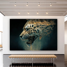 Lade das Bild in den Galerie-Viewer, Aluminiumbild gebürstet Leopard Surreal Querformat
