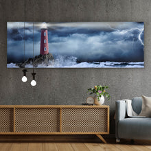 Lade das Bild in den Galerie-Viewer, Poster Leuchtturm bei stürmischer See Panorama
