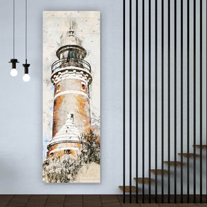 Aluminiumbild Leuchtturm Skizzen Stil Panorama Hoch
