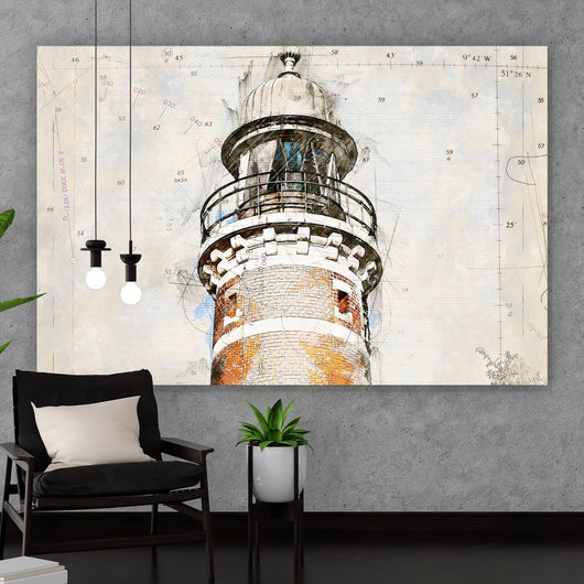 Acrylglasbild Leuchtturm Skizzen Stil Querformat