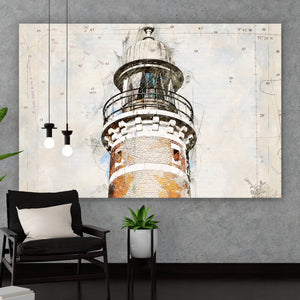 Aluminiumbild Leuchtturm Skizzen Stil Querformat