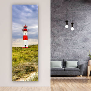 Leinwandbild Leuchtturm an Küste Hoch, im Versandkostenfrei – & der Aufhängefertig Wandguru Nordsee Panorama