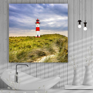 Poster Leuchtturm an der Nordsee Küste Quadrat