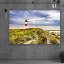 Lade das Bild in den Galerie-Viewer, Aluminiumbild gebürstet Leuchtturm an der Nordsee Küste Querformat
