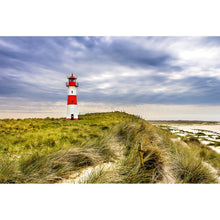 Lade das Bild in den Galerie-Viewer, Aluminiumbild gebürstet Leuchtturm an der Nordsee Küste Querformat
