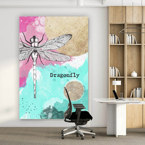 Aluminiumbild gebürstet Libelle Dragonfly Abstrakt Hochformat