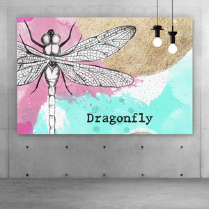 Aluminiumbild gebürstet Libelle Dragonfly Abstrakt Querformat
