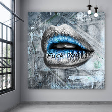 Lade das Bild in den Galerie-Viewer, Aluminiumbild Lippen Fuck You Quadrat
