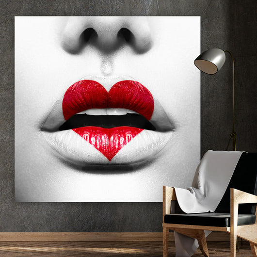 Poster Lippen Herz Quadrat