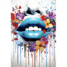 Lade das Bild in den Galerie-Viewer, Aluminiumbild Lippen Blüten Pop Art Hochformat
