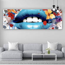 Lade das Bild in den Galerie-Viewer, Spannrahmenbild Lippen Blüten Pop Art Panorama
