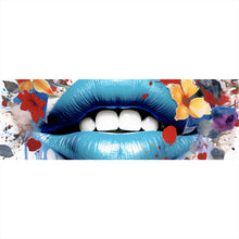 Lade das Bild in den Galerie-Viewer, Aluminiumbild gebürstet Lippen Blüten Pop Art Panorama
