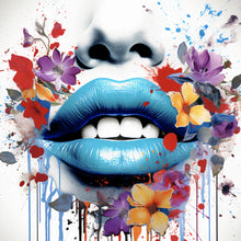 Lade das Bild in den Galerie-Viewer, Poster Lippen Blüten Pop Art Quadrat
