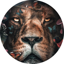 Lade das Bild in den Galerie-Viewer, Aluminiumbild Löwe im Paradies des Dschungels Kreis
