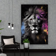 Lade das Bild in den Galerie-Viewer, Spannrahmenbild Löwenportrait Abstrakt Hochformat
