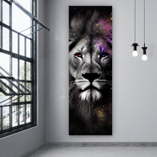 Lade das Bild in den Galerie-Viewer, Aluminiumbild gebürstet Löwenportrait Abstrakt Panorama Hoch

