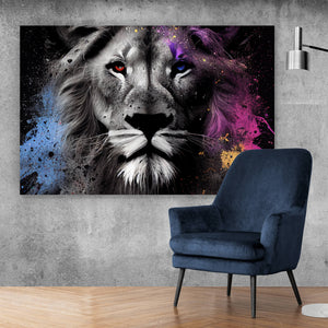 Spannrahmenbild Löwenportrait Abstrakt Querformat