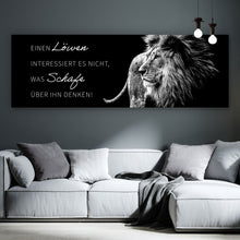 Lade das Bild in den Galerie-Viewer, Leinwandbild Löwe mit Spruch Panorama
