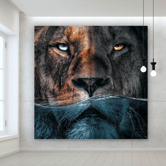 Poster Löwe unter Wasser Quadrat