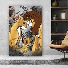 Lade das Bild in den Galerie-Viewer, Spannrahmenbild Löwenfamilie Simba Hochformat
