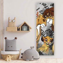 Lade das Bild in den Galerie-Viewer, Aluminiumbild Löwenfamilie Simba Panorama Hoch
