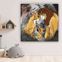 Lade das Bild in den Galerie-Viewer, Aluminiumbild Löwenfamilie Simba Quadrat
