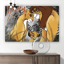 Lade das Bild in den Galerie-Viewer, Aluminiumbild Löwenfamilie Simba Querformat
