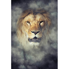Lade das Bild in den Galerie-Viewer, Acrylglasbild Löwenkopf im Nebel Hochformat
