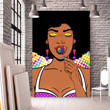 Lade das Bild in den Galerie-Viewer, Acrylglasbild Lollipop Lady Popart Hochformat
