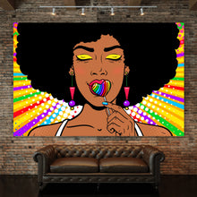 Lade das Bild in den Galerie-Viewer, Leinwandbild Lollipop Lady Popart Querformat
