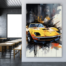 Lade das Bild in den Galerie-Viewer, Aluminiumbild Luxus Sportwagen Pop Art Abstrakt Hochformat

