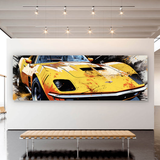 Spannrahmenbild Luxus Sportwagen Pop Art Abstrakt Panorama