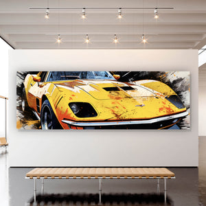 Aluminiumbild Luxus Sportwagen Pop Art Abstrakt Panorama