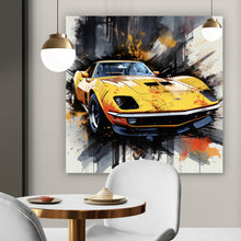 Lade das Bild in den Galerie-Viewer, Aluminiumbild Luxus Sportwagen Pop Art Abstrakt Quadrat
