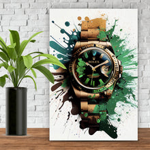 Lade das Bild in den Galerie-Viewer, Aluminiumbild Luxus Uhr Pop Art Grün Abstrakt Hochformat
