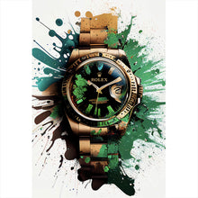 Lade das Bild in den Galerie-Viewer, Acrylglasbild Luxus Uhr Pop Art Grün Abstrakt Hochformat
