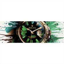 Lade das Bild in den Galerie-Viewer, Poster Luxus Uhr Pop Art Grün Abstrakt Panorama
