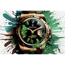 Lade das Bild in den Galerie-Viewer, Poster Luxus Uhr Pop Art Grün Abstrakt Querformat
