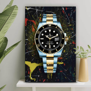 Spannrahmenbild Luxus Uhr Pop Art Dark Hochformat