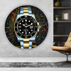 Aluminiumbild Luxus Uhr Pop Art Dark Kreis