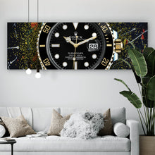 Lade das Bild in den Galerie-Viewer, Aluminiumbild Luxus Uhr Pop Art Dark Panorama
