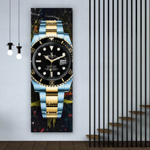 Lade das Bild in den Galerie-Viewer, Aluminiumbild gebürstet Luxus Uhr Pop Art Dark Panorama Hoch
