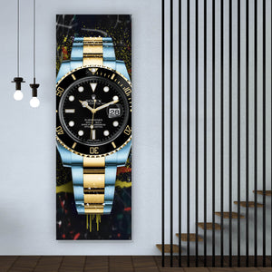 Spannrahmenbild Luxus Uhr Pop Art Dark Panorama Hoch