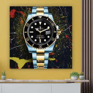 Acrylglasbild Luxus Uhr Pop Art Dark Quadrat