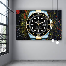 Lade das Bild in den Galerie-Viewer, Aluminiumbild Luxus Uhr Pop Art Dark Querformat
