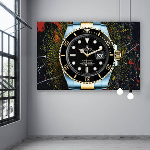 Leinwandbild Luxus Uhr Pop Art Dark Querformat