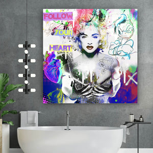 Aluminiumbild Madonna Pop Art Quadrat