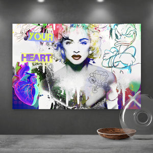 Aluminiumbild gebürstet Madonna Pop Art Querformat