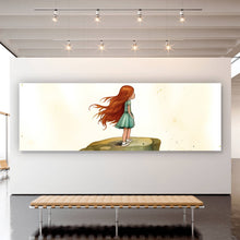 Lade das Bild in den Galerie-Viewer, Acrylglasbild Mädchen verträumt auf Fels Panorama
