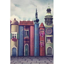 Lade das Bild in den Galerie-Viewer, Spannrahmenbild Magische Stadt mit alten Büchern Hochformat
